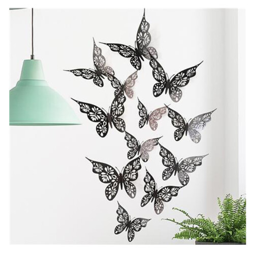 (Black) 3D Butterfly Wall Stickers for Home Decor