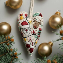 (Material Package) Christmas Cross Stitch Kit - DIY Heart Embroidery Gift