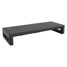 Folding Monitor Stand With RGB Effects Ergonomic Desk Riser Featuring USB Hub And Hidden Storage For Phones Tablets And Accessories