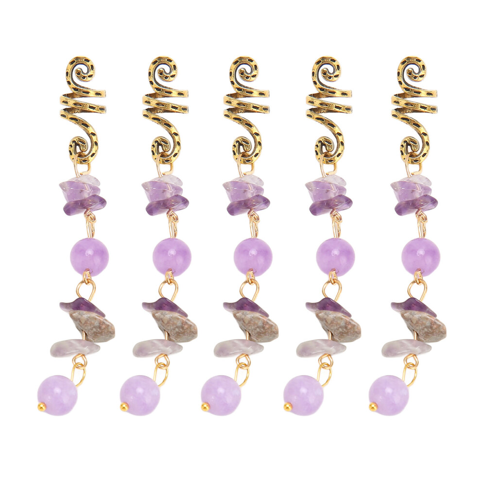 Colored Natural Stone Pendant Hair Accessories, Crystal Dreadlock Charms for Women with Adjustable Spring Clasps Stylish Braid Decorations for