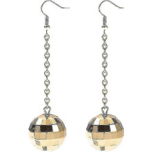 (Gold) Halloween Earrings Disco Ball Earrings For Women - 70's Women's Costume Accessories - Choice Of Color
