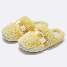 (40-41 9.6-9.8 inch)Winter Warm Slippers For Women Men Home Fluffy Furry Slippers New Fashion Soft Plush Platform Non Slip Bedroom Slides F-yellow