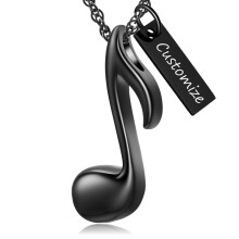 Collana con urna a forma di nota musicale per ceneri, stile semplice, collana con urna per cremazione per uomo e donna, ciondolo commemorativo.