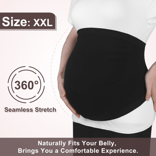 Mavebånd til gravide kvinder XXL Sort nylon 2 stk. 1