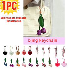Llavero brillante, colgante de corazón con lazo rojo, llavero elegante para bolso, llavero bonito para coche para mujer, decoración de bolsos a la