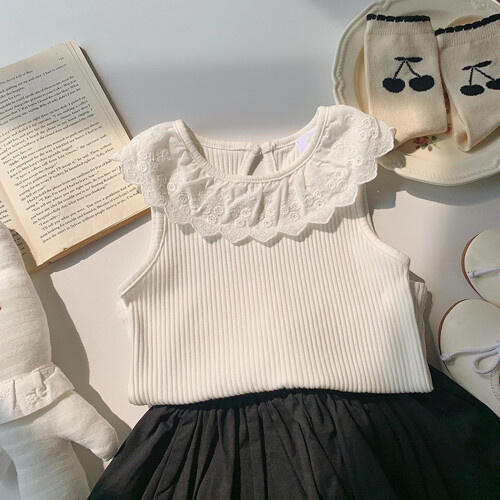 Unisex Νήπια Κορίτσια Μόδα Χαριτωμένο Ριγέ Μαλακή Δαντέλα Αμάνικο Σλιπ Φανέλα