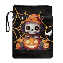 1 stuk etui met ritssluiting en handvat, klassieke boekenopbergtas, waterdicht, ideaal voor het meenemen van een ouder boek, Halloween skelet