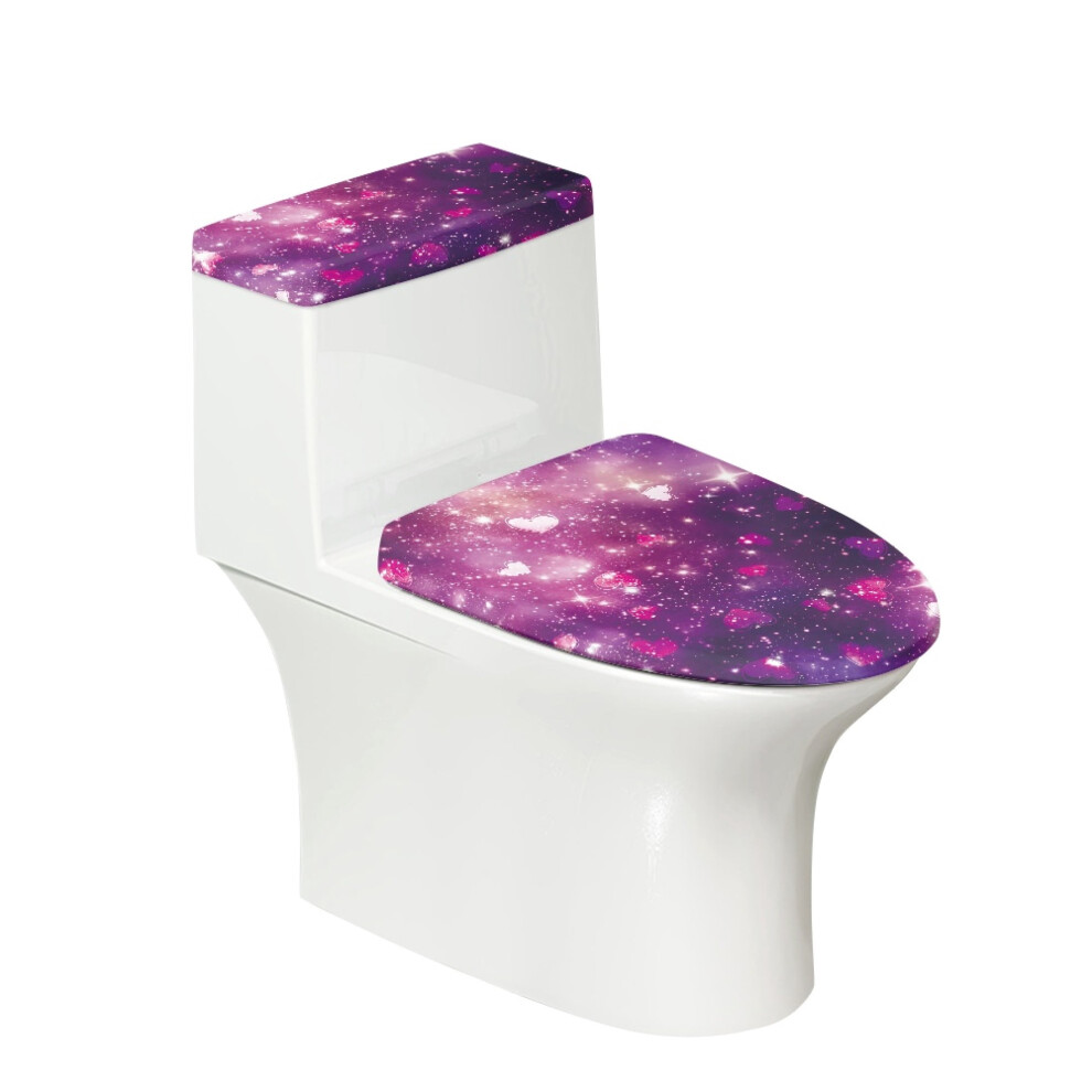Heart-Shaped Purple Starry Sky Toilet Lid Cover Round 913466179060