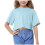 Top corti estivi da ragazza, magliette oversize a girocollo, a maniche corte, basic. 1