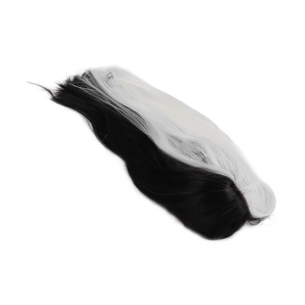 Unisex White,Black WomenâS Long Straight Synthetic Wig Black & White For Cosplay & Parties