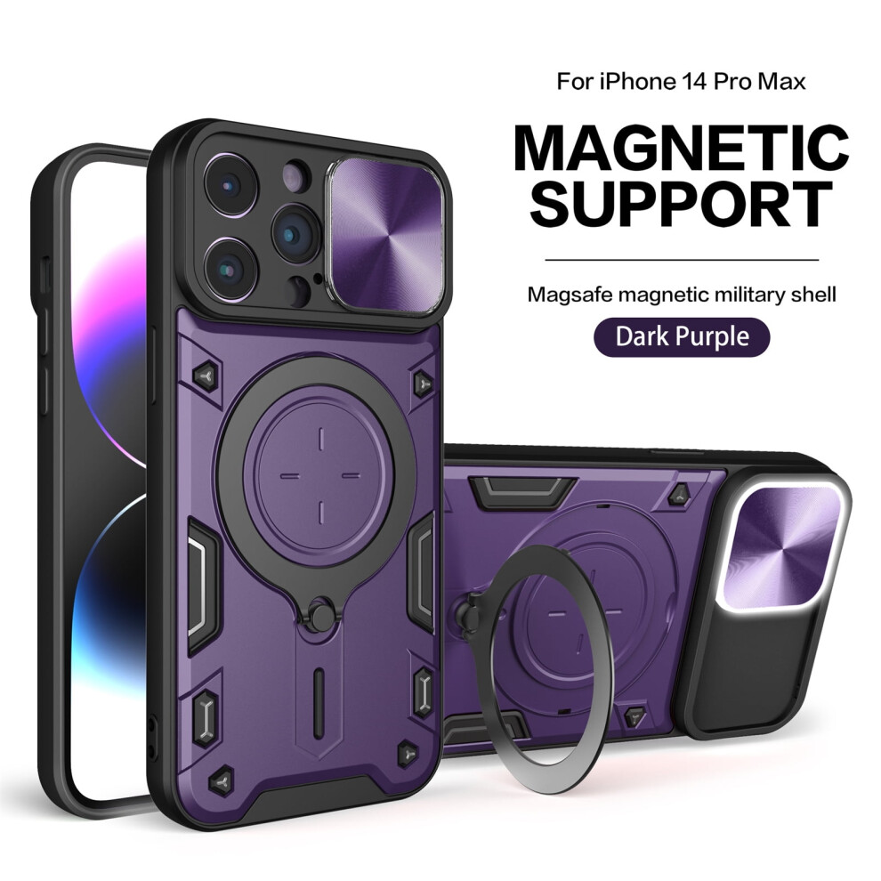 Hybrid Magnetic Rugged Case With Rotating Stand Ring For Compatible With Iphone 14 Pro Max Â Purple 9358459352302