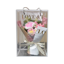 Opruiming! 1 handgemaakt gehaakt tulpenboeket in geschenkdoos – Valentijns-, huwelijks- of bedankcadeau voor haar (geschikt om cadeau te geven)