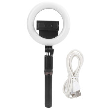 Multifunctionele selfiestick met Bluetooth-controller en dimbare ringlamp, converteerbaar statief voor smartphones met 360 graden draaibare clip en