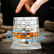 Crystal Whiskey Beer Glass 360 Rotating Base Textured
