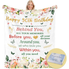 Geschenke zum 50. Geburtstag für Frauen – Geschenkbox, Decke (127 x 152 cm), Deko & Ideen – Passend für ihren besonderen Tag