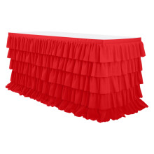 Elegante, runde 9-Fuß-Tischdecke mit 5 Rüschenlagen für Hochzeitsbankette, Partys und festliche Anlässe (9-lagig)