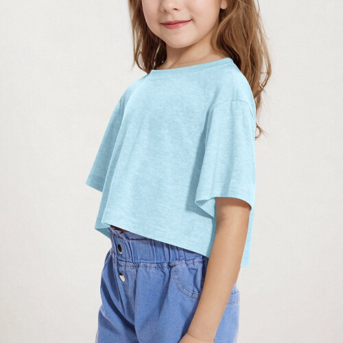 Top corti estivi da ragazza, magliette oversize a girocollo, a maniche corte, basic. 1