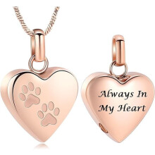 Pet Heart Cremation Jewelry Stainless Steel Paw Print