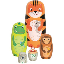 Bonecas russas - Goki - Tigre Tavi e seus amigos - 5 figuras de madeira - A partir de 3 anos - Unissex