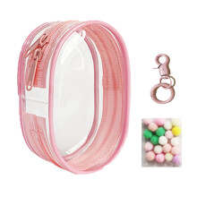 (Peach Powder, Bag Keychain Ball) Kids Plush Doll Pouch - Gift Bag for Holidays