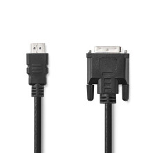 HDMI -Kabel | HDMI Stecker | DVI-D 24+1-Pin Stecker | 1080p | Vernickelt | 3.00 m | Gerade | PVC | Schwarz | Label