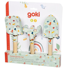 Set di attrezzi da giardino per bambini - GOKI - Primavera - 3 pezzi in legno e metallo - per piccole mani - per esterno