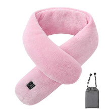 (Pink) Men Women Winter Warm Neck Wrap Solid Electric Heated Scarf Cycling USB Powered