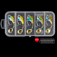 (Small whirlwind vib golden tiger pattern 5 only ge, 10g) Sharp Treble Hook Fishing Lures Set for Bass Trout
