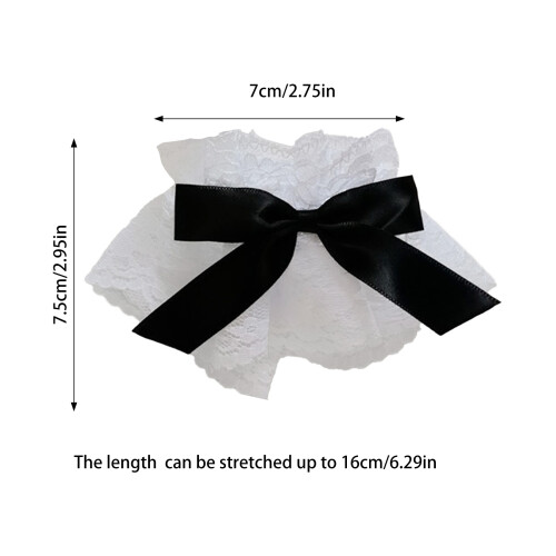 (Black Wihte) Elegant Lace Wrist Cuffs with Bow for Wedding 1
