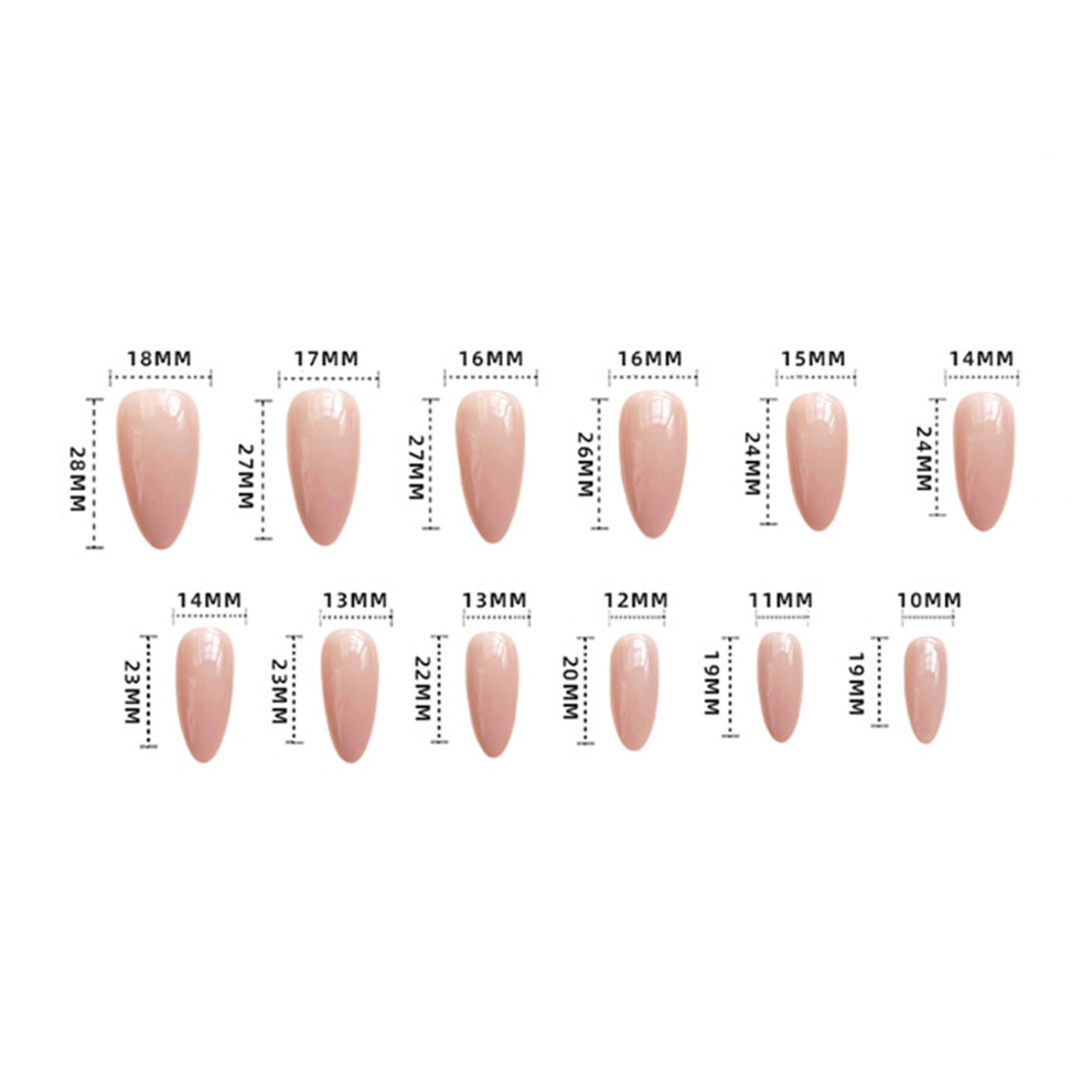 Hue-Grain 24Pcs Almond Press-On Nails, Medium Length Diy Nails