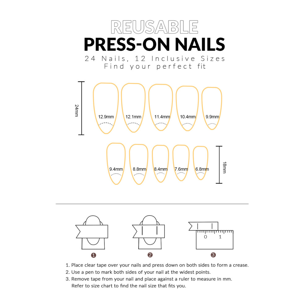 Creation-3C Star Print Pink Almond Press-On Nails