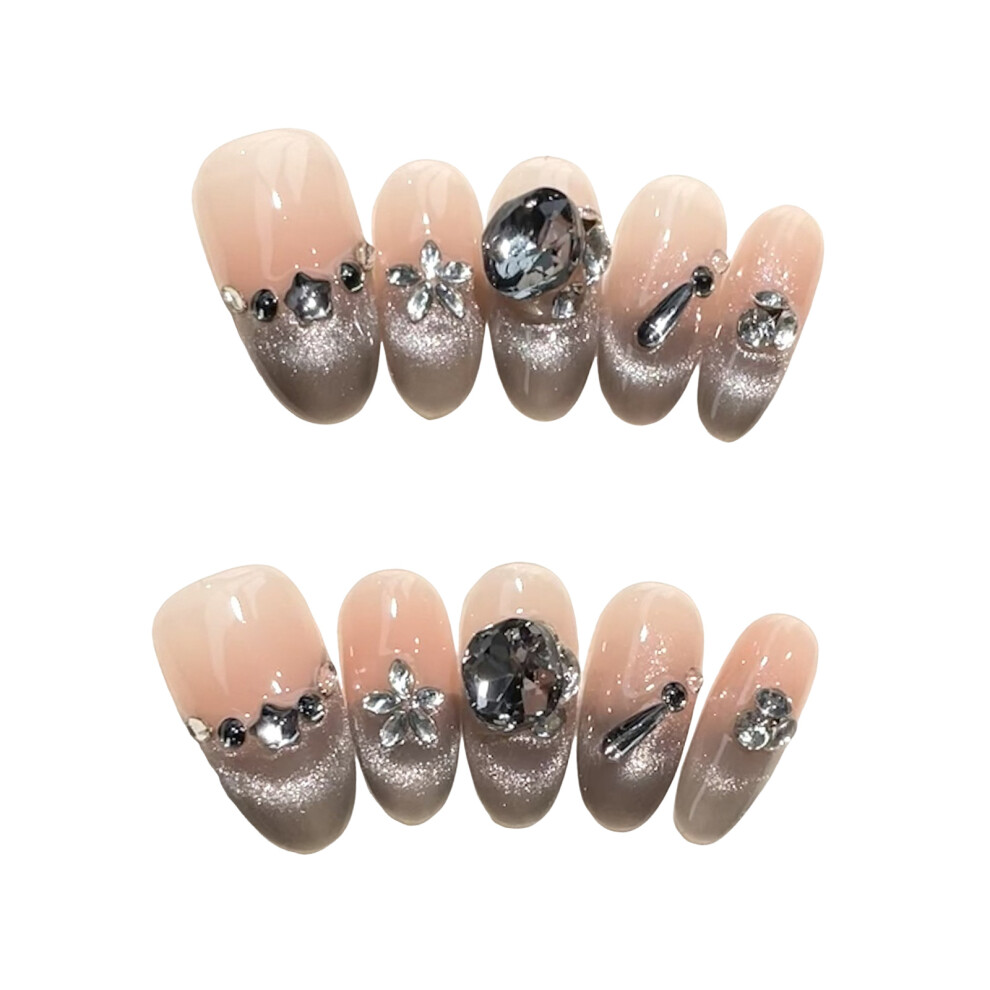 Dachuang Beauty (M) 10Pcs French Cat Eye False Nails For Women