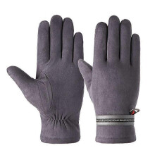 (STYLE 2, GRAY) Thermal Touch Screen Winter Gloves, Full Suede Leather, Soft and Warm