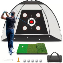 (3 meters black, 4 hole set 1) Durable Golf Practice Net with Stable Frame