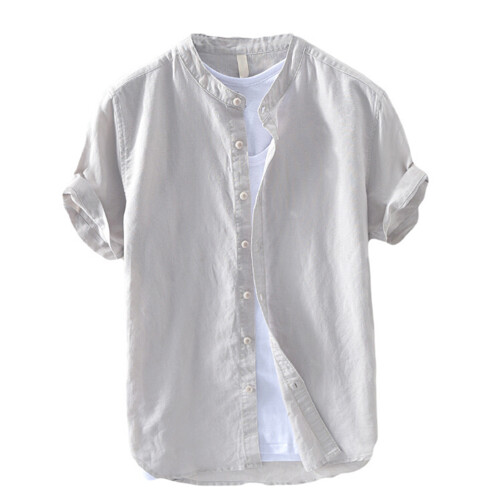 (L) Men\'s Cotton Linen Summer Shirt