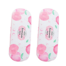 (peach) Print Hard Shell Frame Glasses Case Eyeglasses Storage Box Reading Glasses Protector Container Pineapple