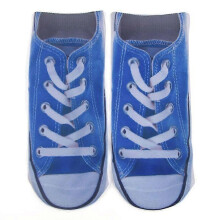 (A) Adult Low Cut Boat Socks Funny Flip Flops Lace-up Canvas Shoes 3d Print Hosiery