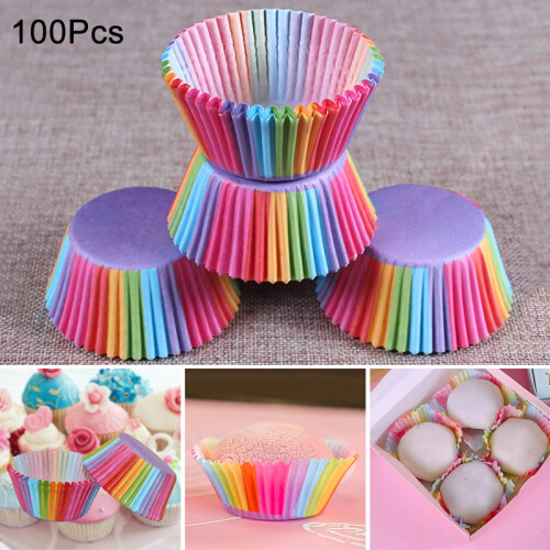 50 Pcs Rainbow Cupcake Liners for Baking & Party