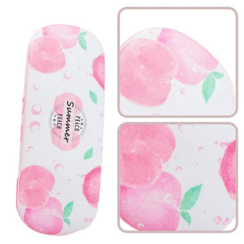 (peach) Print Hard Shell Frame Glasses Case Eyeglasses Storage Box Reading Glasses Protector Container Pineapple 2