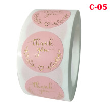 (Pink, C-05) 500pcs Thank You Stickers, Circle Decor Labels