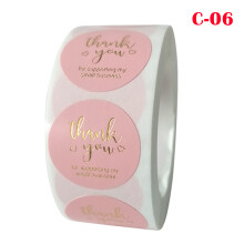 (Pink, C-06) 500pcs Thank You Stickers, Circle Decor Labels
