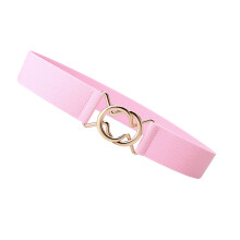 Women's Pink Wide Elastic Waist Belt Alloy Buckle, Free Size