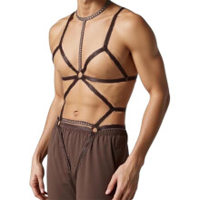 (One size, Black) Men's Body Harness Belt BDSM Fabric Body Bondage Strap Restraints Adult Bedroom Toys