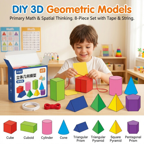 (8 Basic Sets) Math Geometry Kit for Kids - DIY Spatial Thinking Tool 1