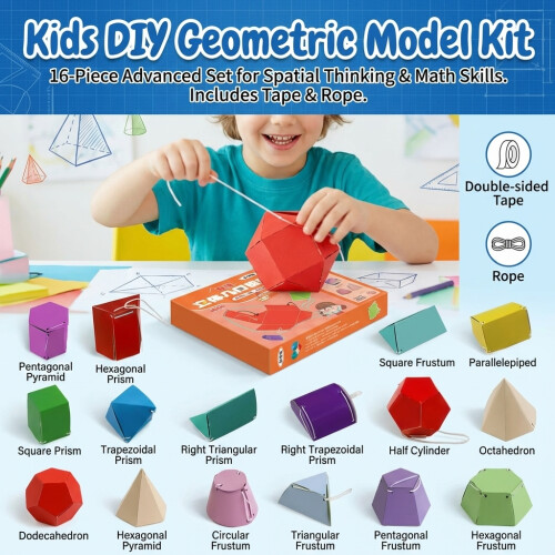 (16 Advanced Sets) Math Geometry Kit for Kids - DIY Spatial Thinking Tool 1
