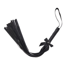 (One Size, Black) Faux Leather Sensual Teasing Whip with Satin Bow Cute Tickler for Couples Romantic Play Accessory for Night Games