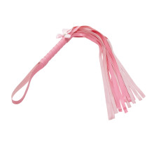(One Size, Pink) Faux Leather Sensual Teasing Whip with Satin Bow Cute Tickler for Couples Romantic Play Accessory for Night Games
