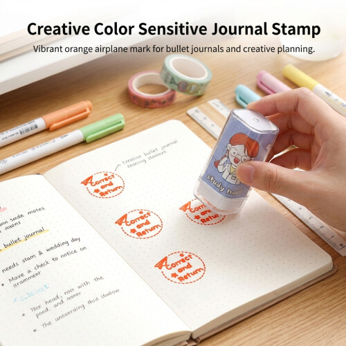 (Orange airplane) Light Sensitive Colorful Diary Stamp Tool 1