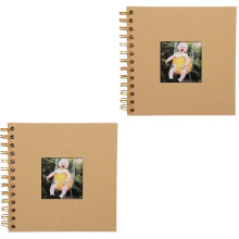 2Pièces Petit Album Photo Khaki Décoré Pour Photos Familiales