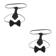 4Pièces Mini Nœuds En Tissu Noir Pour Vêtements De